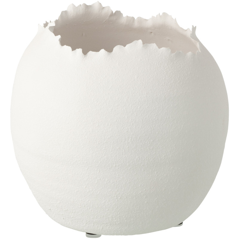 Grand Cache-pot design irrégulier organique Boule Argile Blanc Calcis 