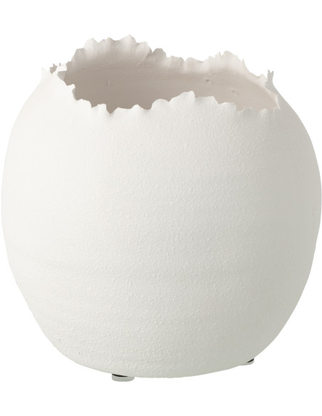 Grand Cache-pot design irrégulier organique Boule Argile Blanc Calcis 