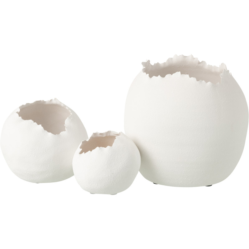 Grand Cache-pot design irrégulier organique Boule Argile Blanc Calcis 