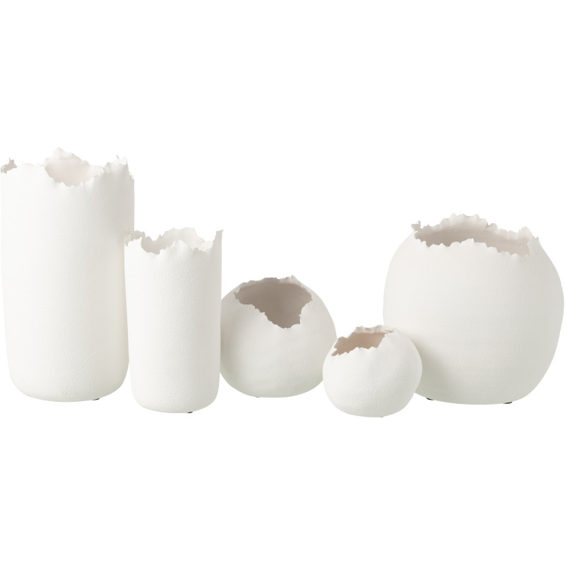 Grand Cache-pot design irrégulier organique Boule Argile Blanc Calcis 