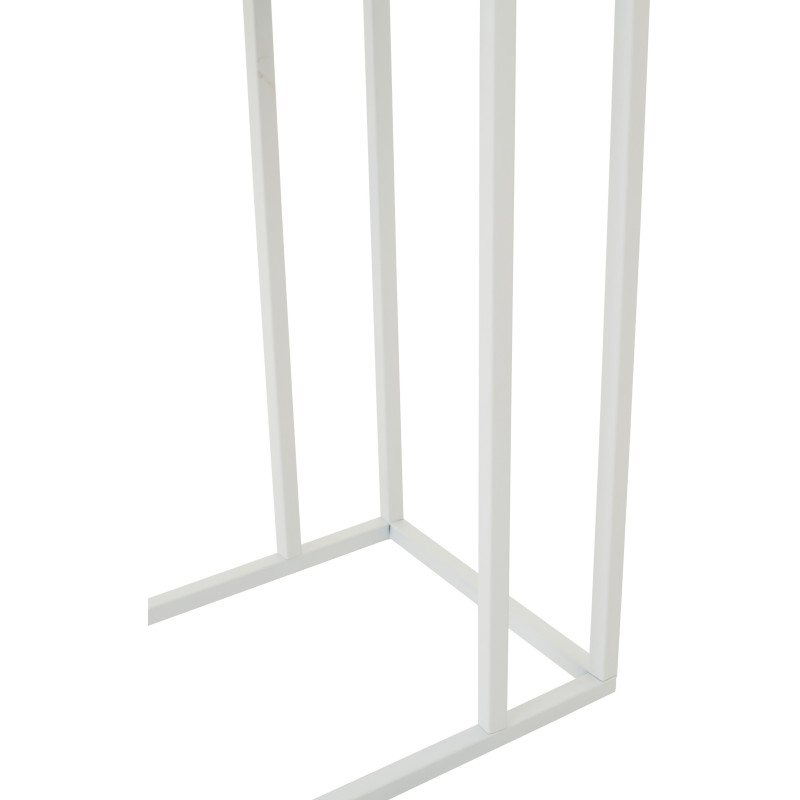 Bout de canapé design bord de mer Rectangulaire 47 cm Métal Bois MDF Bleu foncé Blanc Motif carreaux 