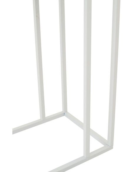 Bout de canapé design bord de mer Rectangulaire 47 cm Métal Bois MDF Bleu foncé Blanc Motif carreaux 