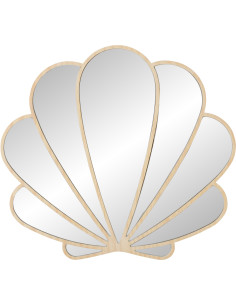 Miroir mural bord de mer Coquillage 50x46 Bois MDF Naturel Shell 