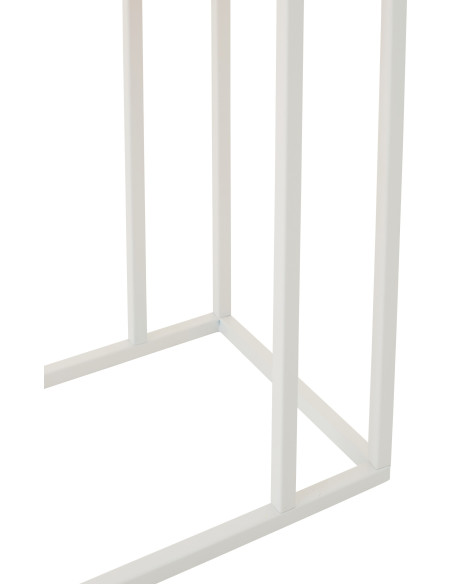 Bout de canapé design bord de mer Rectangulaire 47 cm Métal Bois MDF Orange Blanc Motif carreaux 