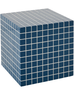 Table d'appoint design bord de mer Carrée 34 cm Bois MDF Blanc Motif carreaux 