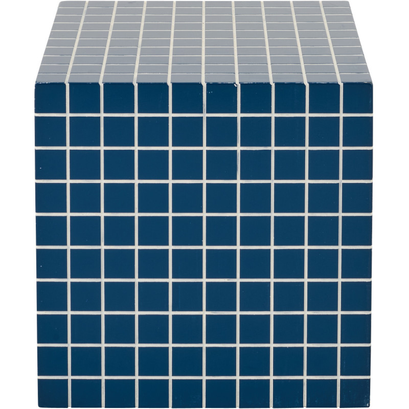 Table d'appoint design bord de mer Carrée 34 cm Bois MDF Blanc Motif carreaux 