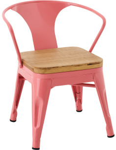 Chaise pour enfant design industriel Métal Rose foncé Contreplaqué Naturel Evi 