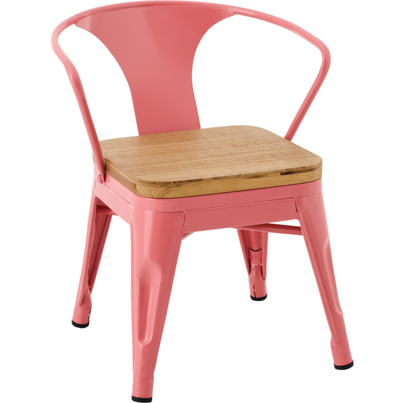Chaise pour enfant design industriel Métal Rose foncé Contreplaqué Naturel Evi 