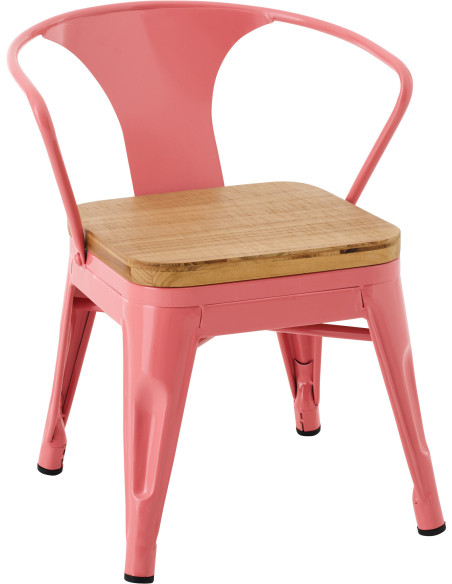 Chaise pour enfant design industriel Métal Rose foncé Contreplaqué Naturel Evi 