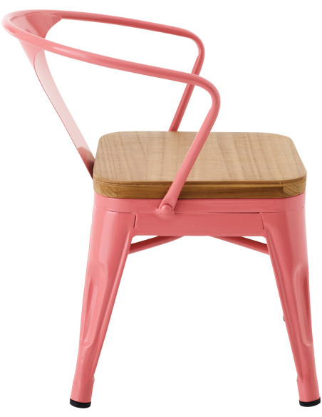 Chaise pour enfant design industriel Métal Rose foncé Contreplaqué Naturel Evi 