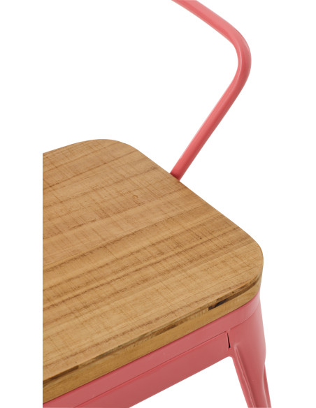 Chaise pour enfant design industriel Métal Rose foncé Contreplaqué Naturel Evi 