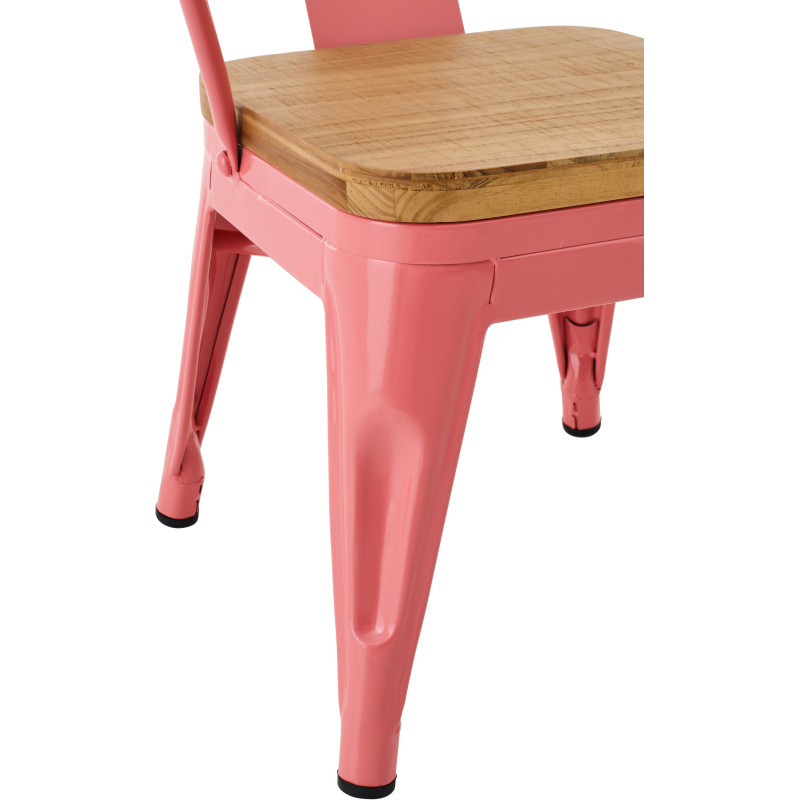 Chaise pour enfant design industriel Métal Rose foncé Contreplaqué Naturel Evi 