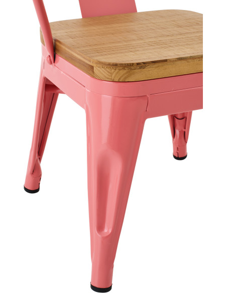 Chaise pour enfant design industriel Métal Rose foncé Contreplaqué Naturel Evi 