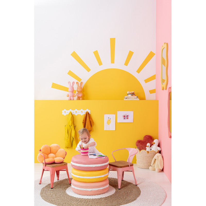 Chaise pour enfant design industriel Métal Rose foncé Contreplaqué Naturel Evi 