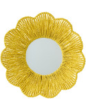 Miroir mural Rivana fleur 50 cm raphia tressé jaune
