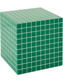 Table d’appoint cube verte et blanche en MDF à carreaux 34,8 x 34,8 x 35,2 cm Mosaïa