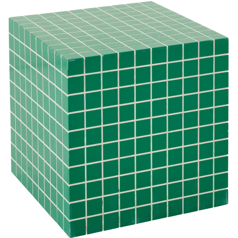 Table d'appoint design bord de mer Carrée 34 cm Bois MDF Blanc Motif carreaux 