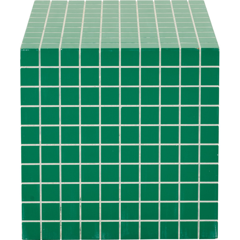 Table d'appoint design bord de mer Carrée 34 cm Bois MDF Blanc Motif carreaux 