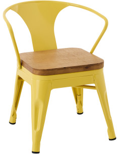 Chaise pour enfant design industriel Métal Jaune Contreplaqué Naturel Evi 