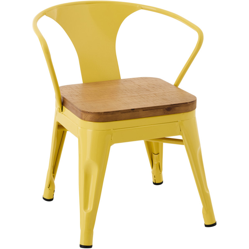 Chaise pour enfant design industriel Métal Jaune Contreplaqué Naturel Evi 