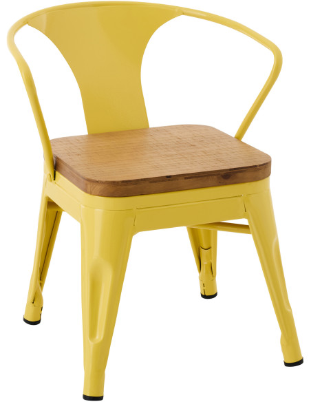Chaise pour enfant design industriel Métal Jaune Contreplaqué Naturel Evi 