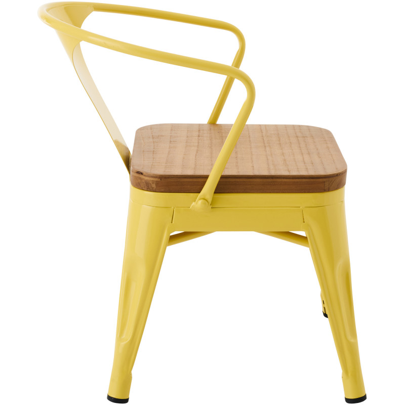Chaise pour enfant design industriel Métal Jaune Contreplaqué Naturel Evi 