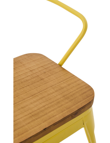 Chaise pour enfant design industriel Métal Jaune Contreplaqué Naturel Evi 