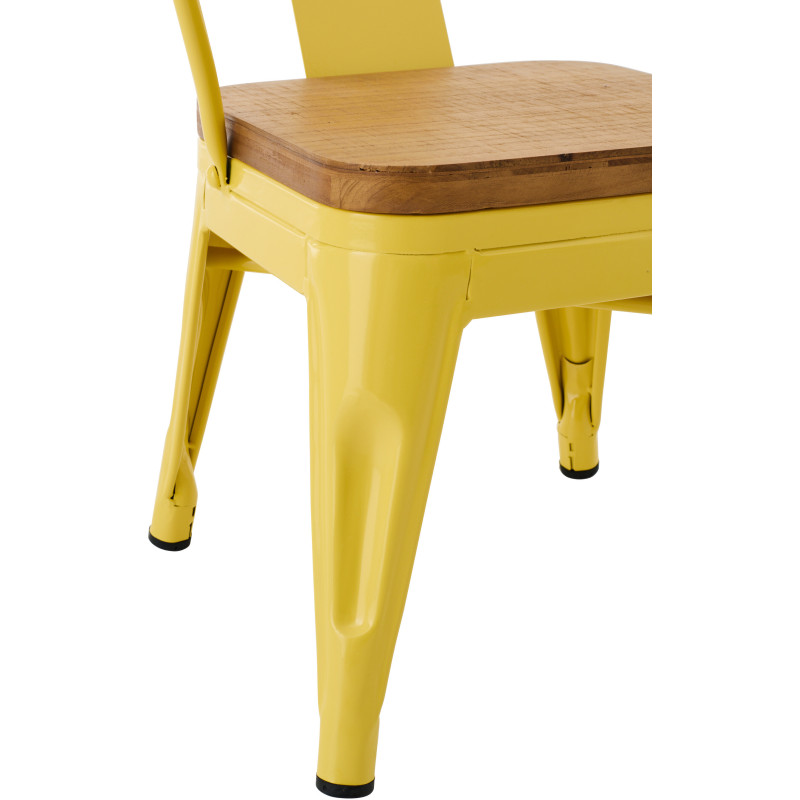 Chaise pour enfant design industriel Métal Jaune Contreplaqué Naturel Evi 
