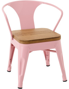 Chaise pour enfant design industriel Métal Rose clair Contreplaqué Naturel Evi 