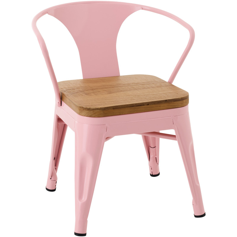 Chaise pour enfant design industriel Métal Rose clair Contreplaqué Naturel Evi 