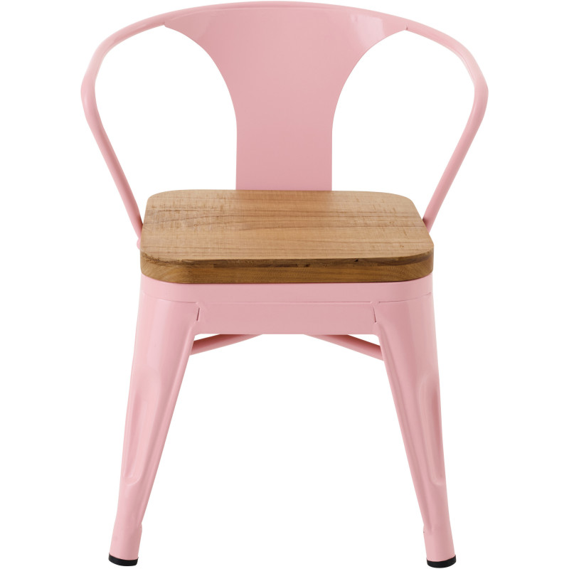Chaise pour enfant design industriel Métal Rose clair Contreplaqué Naturel Evi 