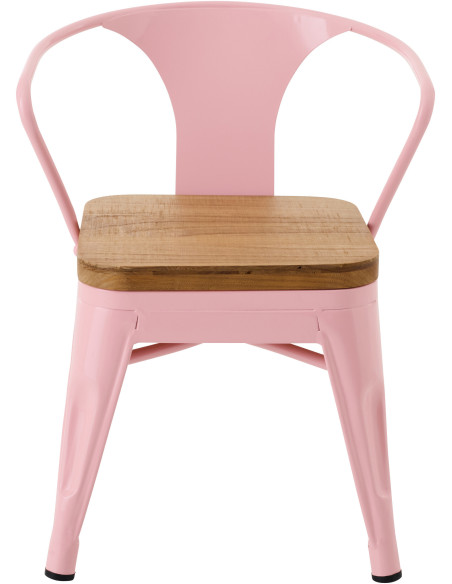 Chaise pour enfant design industriel Métal Rose clair Contreplaqué Naturel Evi 