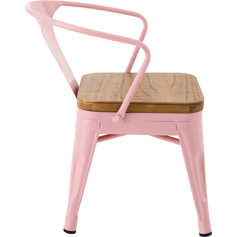 Chaise pour enfant design industriel Métal Rose clair Contreplaqué Naturel Evi 