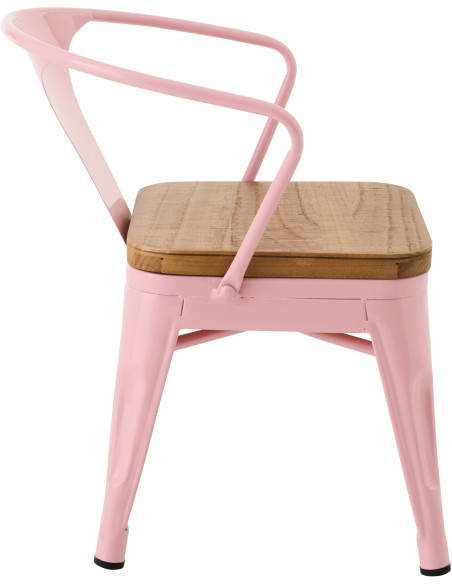 Chaise pour enfant design industriel Métal Rose clair Contreplaqué Naturel Evi 
