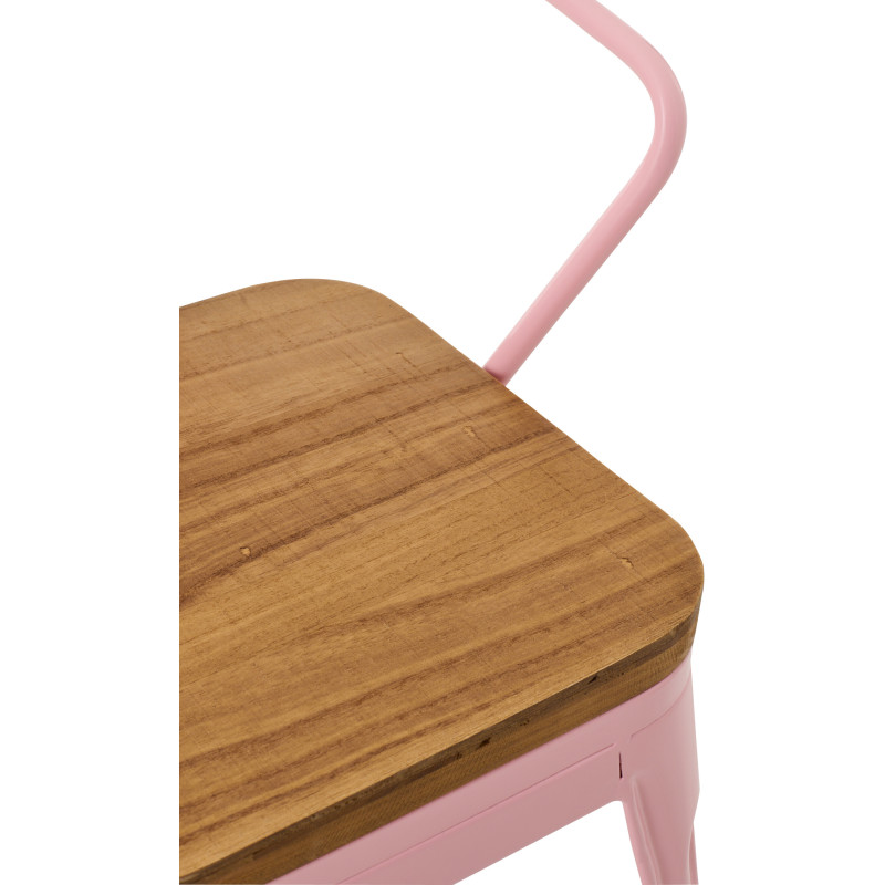 Chaise pour enfant design industriel Métal Rose clair Contreplaqué Naturel Evi 