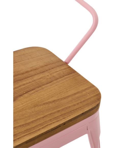 Chaise pour enfant design industriel Métal Rose clair Contreplaqué Naturel Evi 