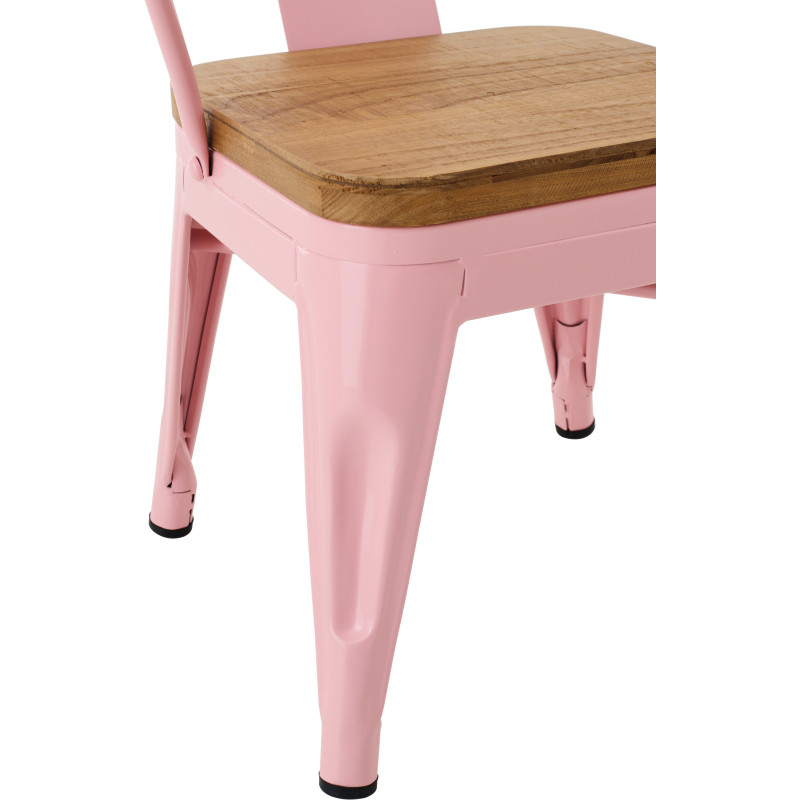 Chaise pour enfant design industriel Métal Rose clair Contreplaqué Naturel Evi 