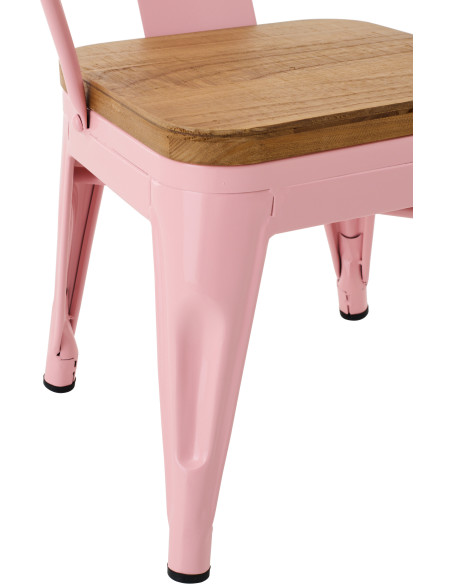 Chaise pour enfant design industriel Métal Rose clair Contreplaqué Naturel Evi 