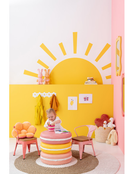 Chaise pour enfant design industriel Métal Rose clair Contreplaqué Naturel Evi 