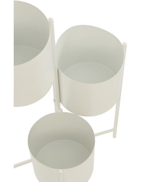Étagère à plantes design 3 cache-pots Métal Blanc Minéo 