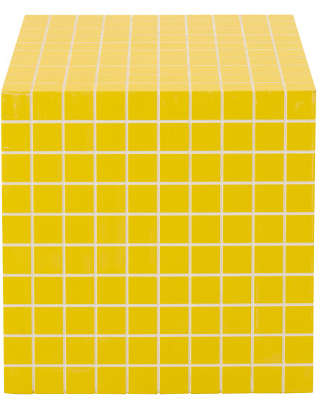 Table d'appoint design bord de mer Carrée 34 cm Bois MDF Blanc Motif carreaux 