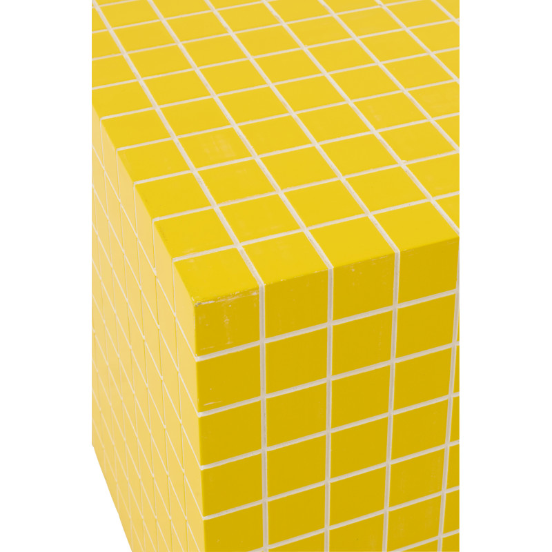 Table d'appoint design bord de mer Carrée 34 cm Bois MDF Blanc Motif carreaux 