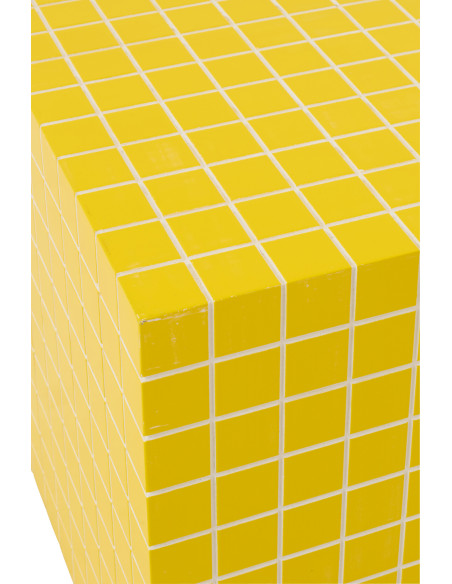 Table d'appoint design bord de mer Carrée 34 cm Bois MDF Blanc Motif carreaux 