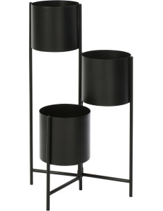 Étagère à plantes design 3 cache-pots Métal Noir Minéo 