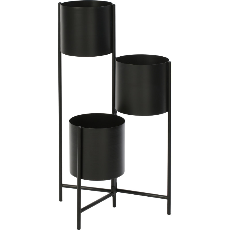 Étagère à plantes design 3 cache-pots Métal Noir Minéo 