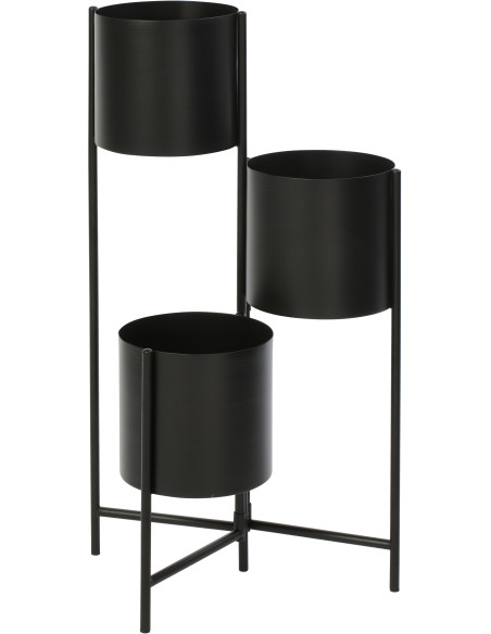 Étagère à plantes design 3 cache-pots Métal Noir Minéo 