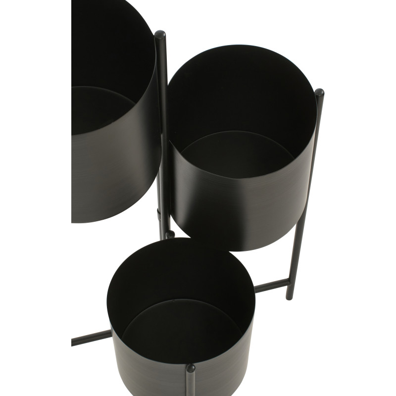 Étagère à plantes design 3 cache-pots Métal Noir Minéo 