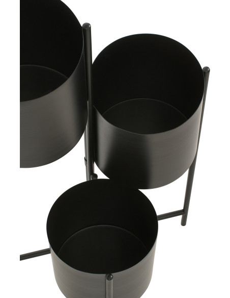 Étagère à plantes design 3 cache-pots Métal Noir Minéo 