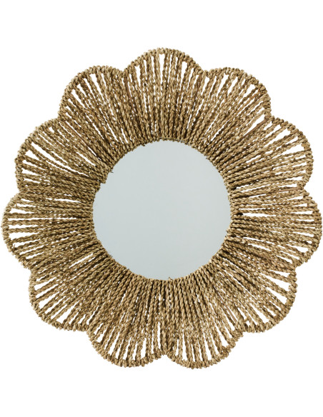 Miroir mural bord de mer Fleur 50x50 Jonc de mer Naturel Tressé Rivana 