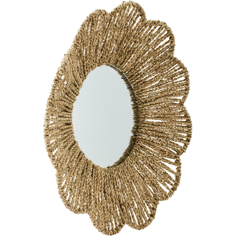 Miroir mural bord de mer Fleur 50x50 Jonc de mer Naturel Tressé Rivana 